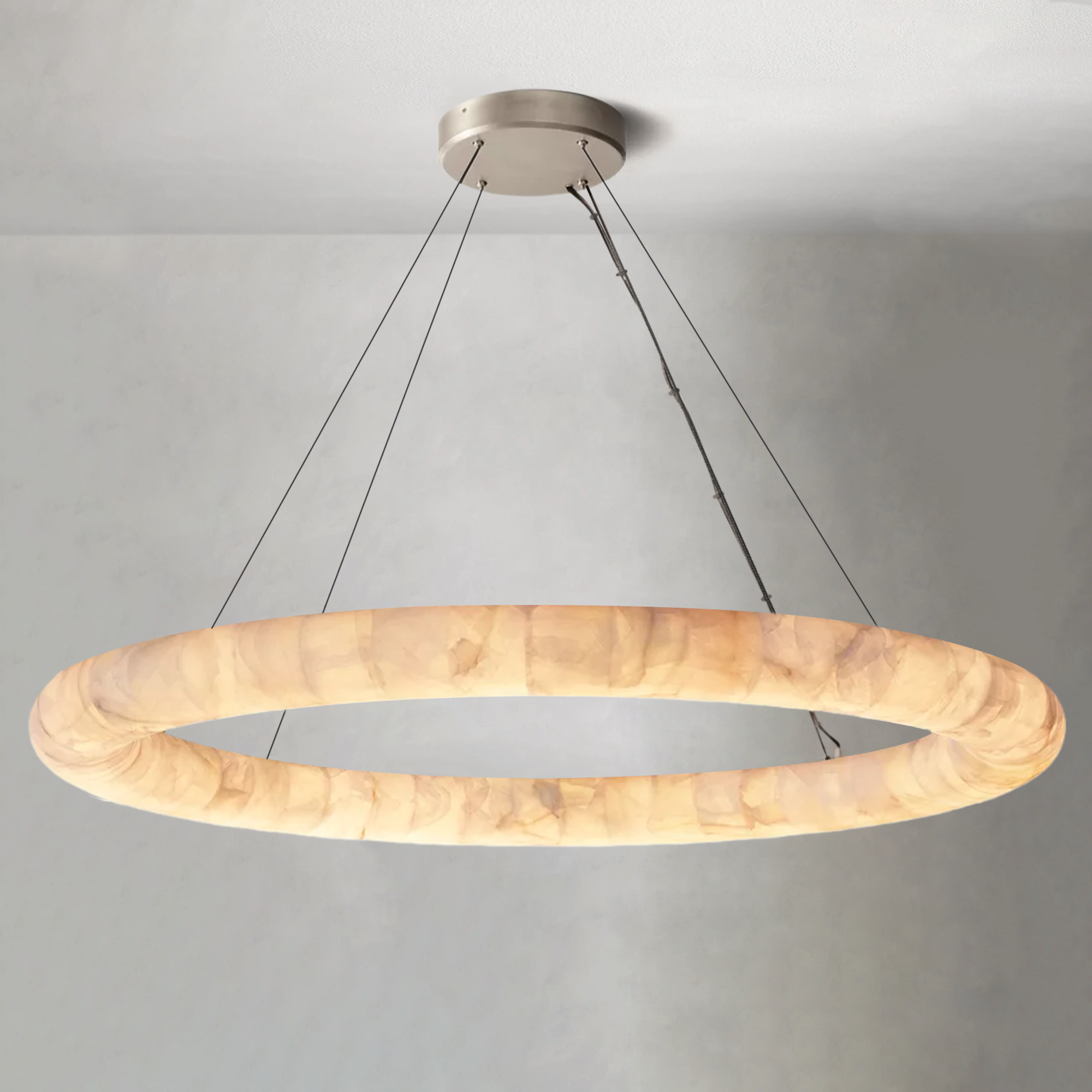 Riora Lisse Alabaster Round Chandelier 31" 41" 61"D