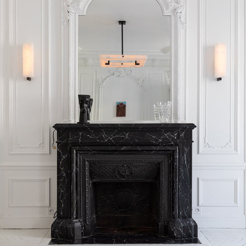 Maxine Modern Square Alabaster Living Room Chandelier Chandelier Luster Gaze
