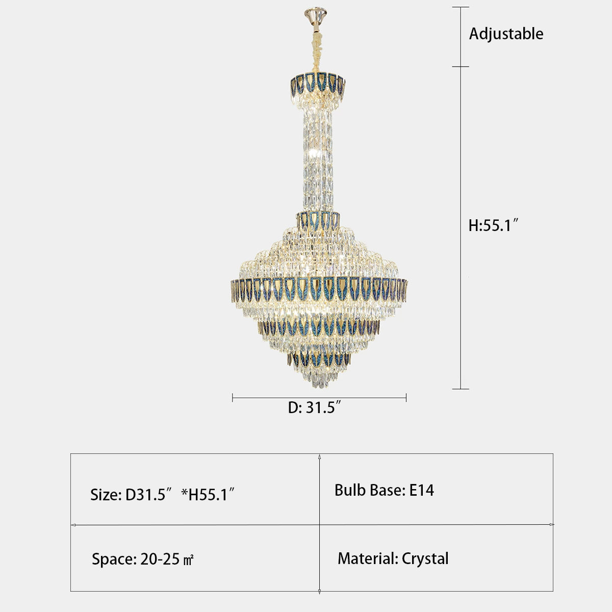 Luster Gaze Grand Empire Tiered Crystal Chandelier - Background Shot