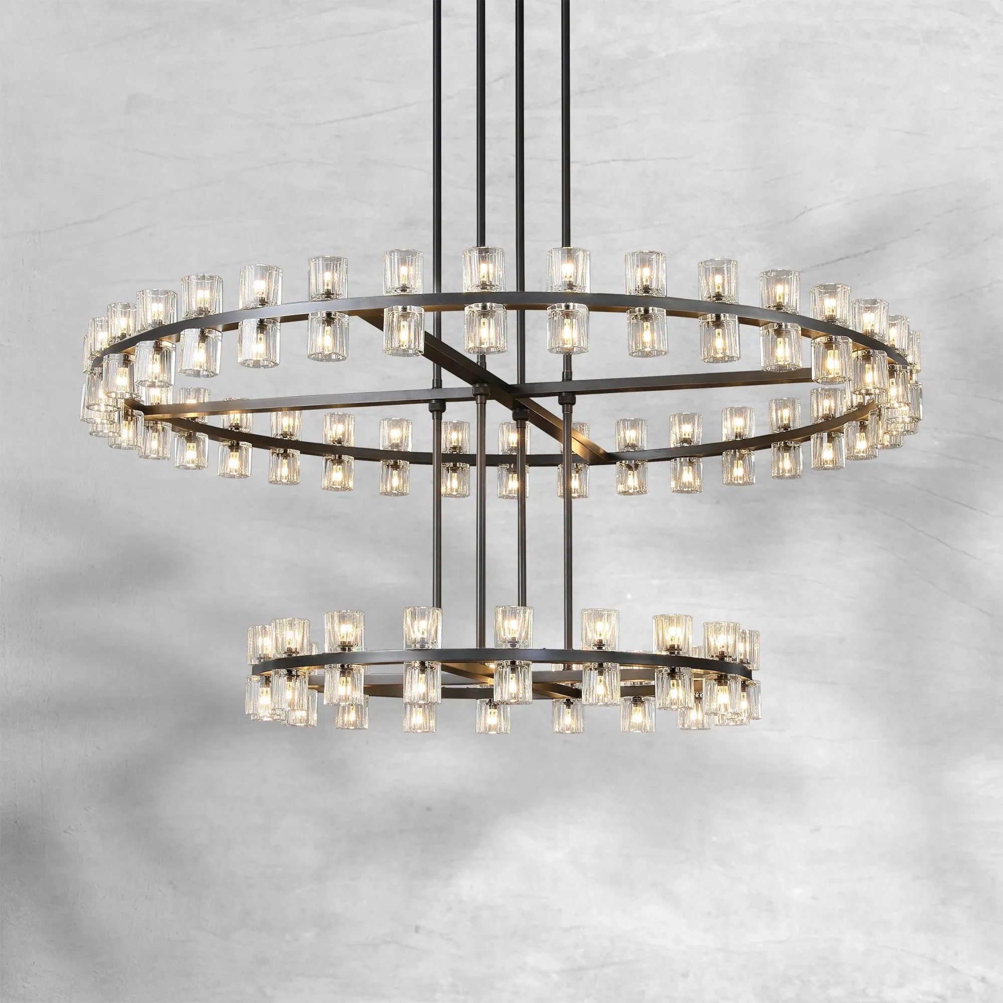 Luster Gaze Grand Deco Tiered Round Chandelier 60" - Background Shot