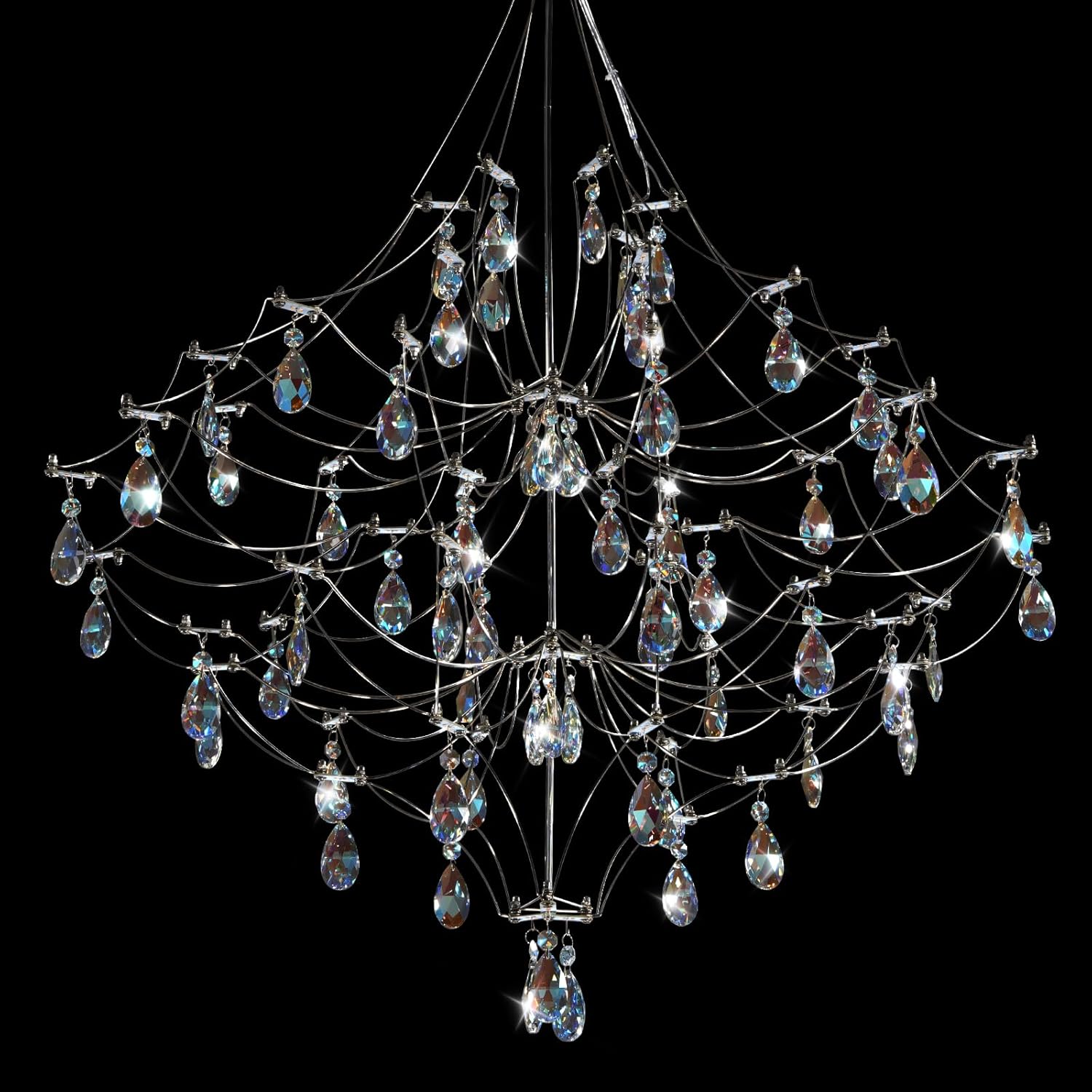 Silver 31.5" Round Crystal Raine Chandelier for Modern Homes