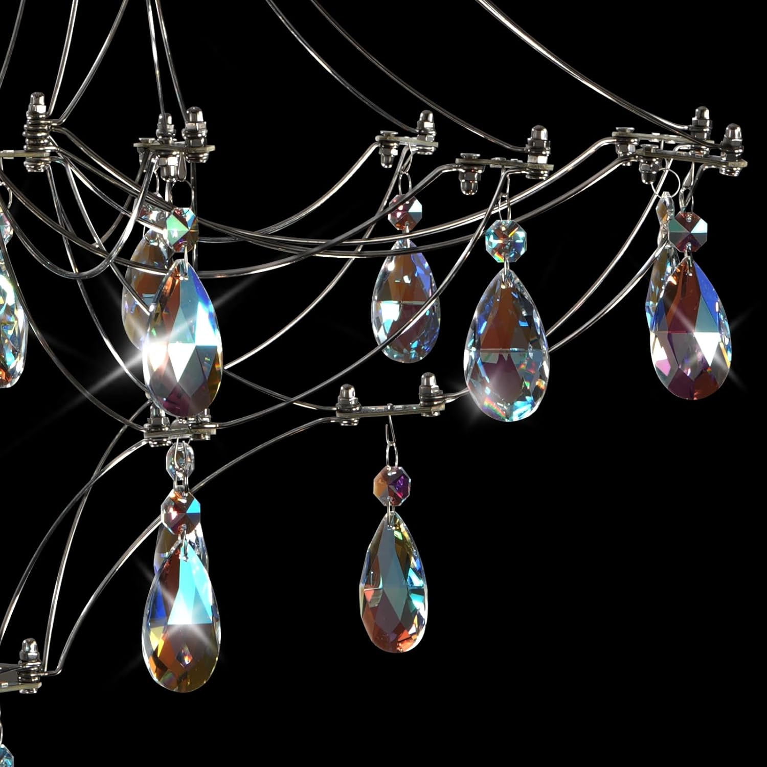Silver Crystal Round Chandelier 23.6" Modern Luxury Raine Light