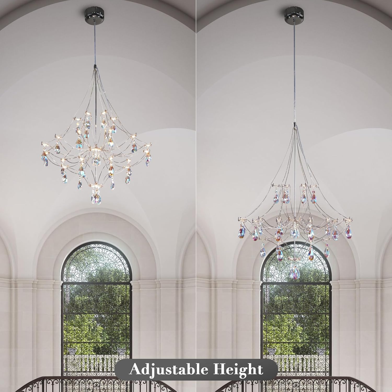 Crystal Chandelier  Sliver  Ceiling Light Fixture