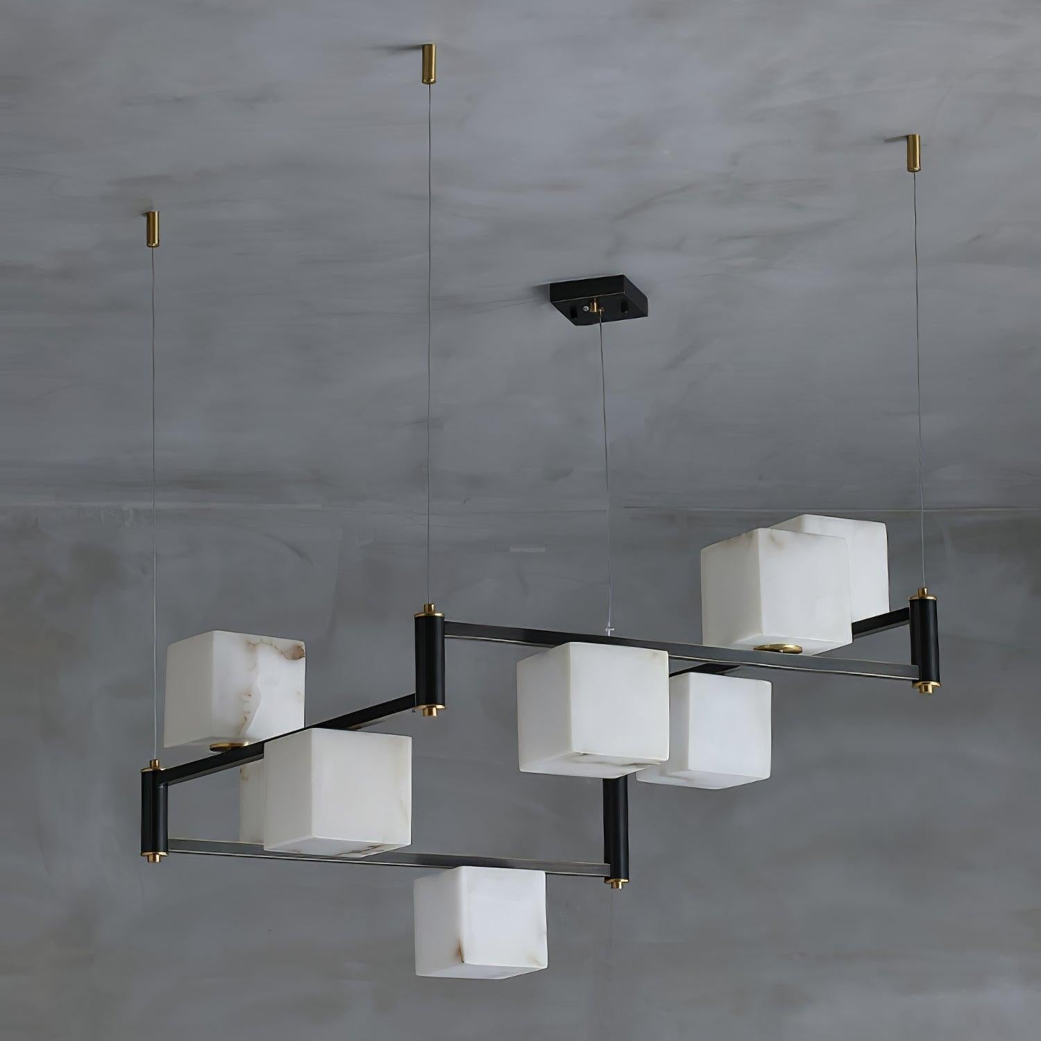 Alabaster Square Box Chandelier with 4/5/6/8/9 heads