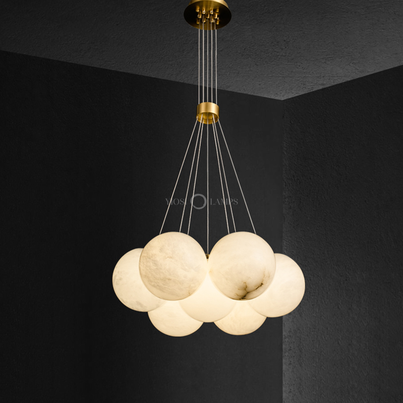 Sophie Modern  Alabaster Ball Pendant Light, Dining Room Light Chandelier Luster Gaze   