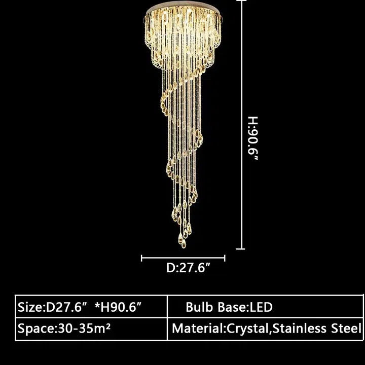 Luster Gaze Grand Cascade Spiral Crystal Chandelier - Background Shot