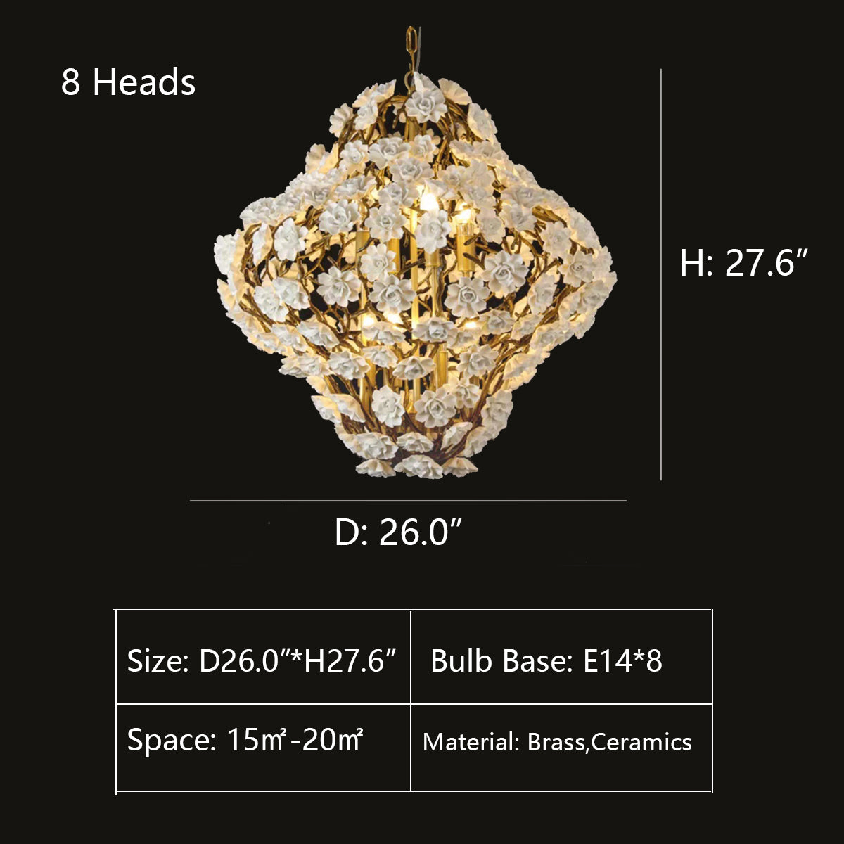 Luster Gaze Verdant Bloom Brass & Ceramic Chandelier - Background Shot