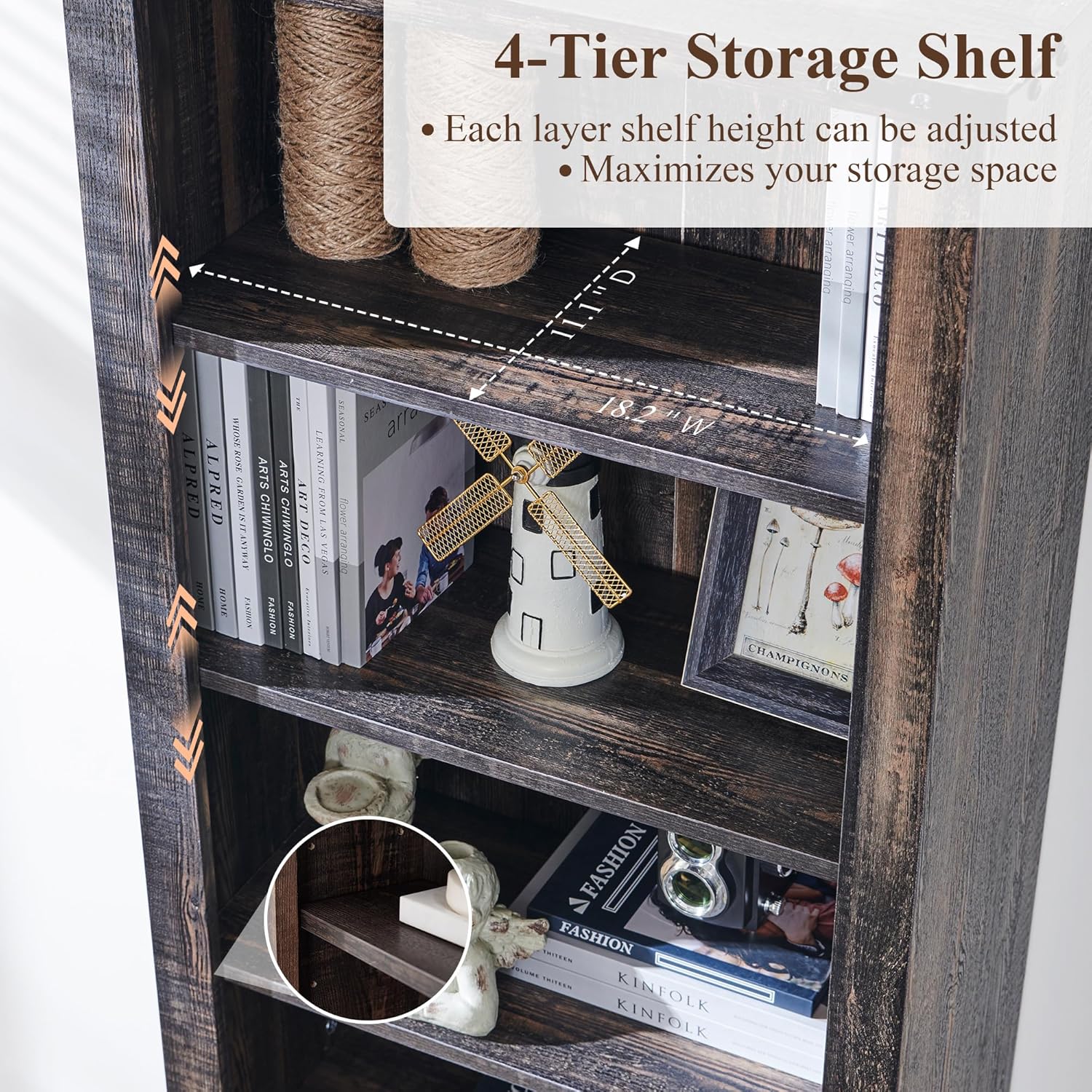 72" Tall Farmhouse Bookcase with Barn Door and Storage Cabinet