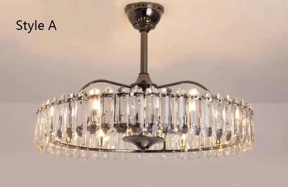 New Modern Invisible Fan Light Candle Crystal Chandelier
