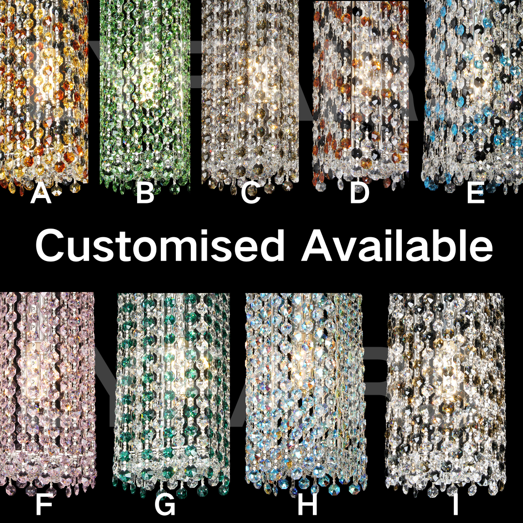 Unique Eccentric Circle Colorful Crystal Beads Chandelier Luxury Ceiling Lamp for  Living/Dining Room