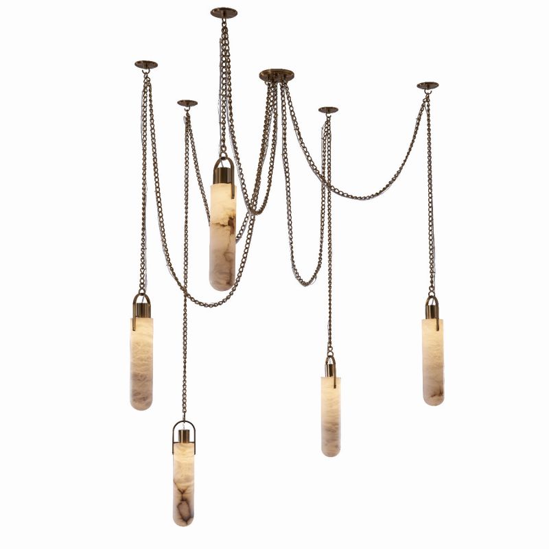 Alabaster Flint 5 Light LED Multi-Drop Pendant Pendant for living room,Pendant for kitchen,Pendant for bathrooms,Pendant for bedrooms,Pendant for foyer,Pendant for stairways,Pendant for dining room Luster Gaze   