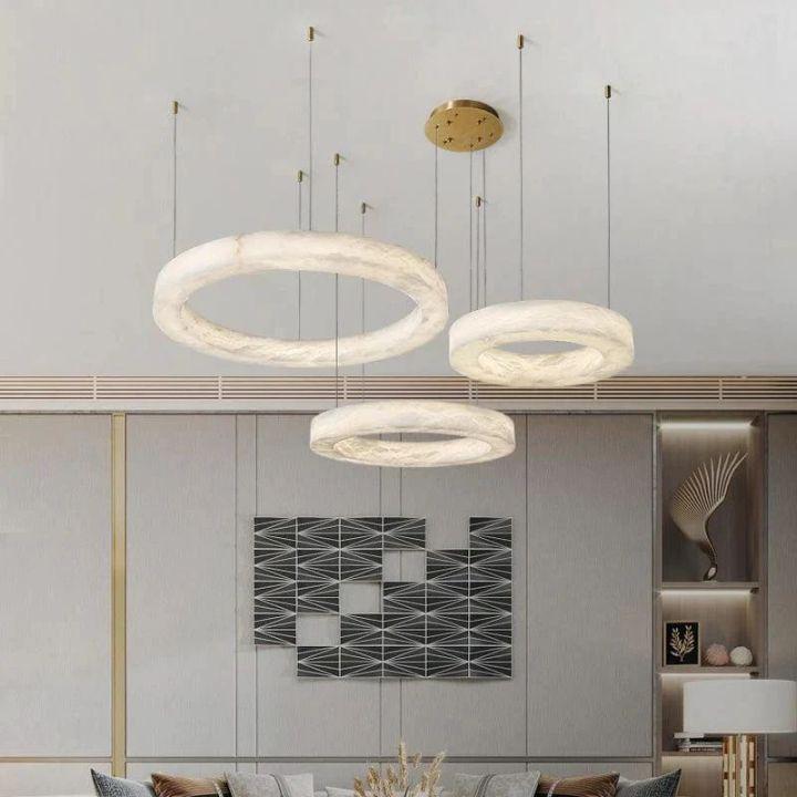 Marika Alabaster Round Modern Chandelier