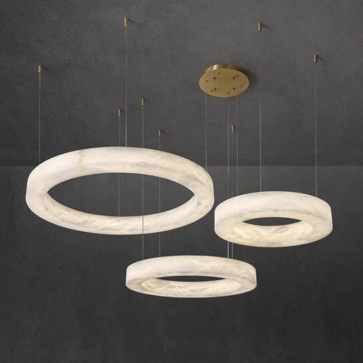 Marika Alabaster Round Modern Chandelier