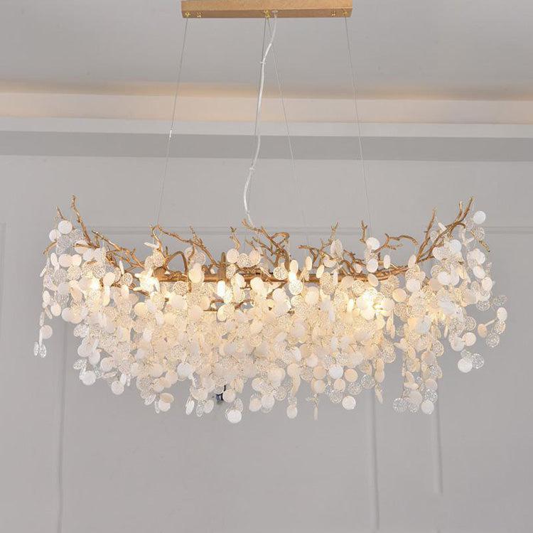 Luster Gaze Veridian Bloom Brass Branch Chandelier - grand American estate foyer