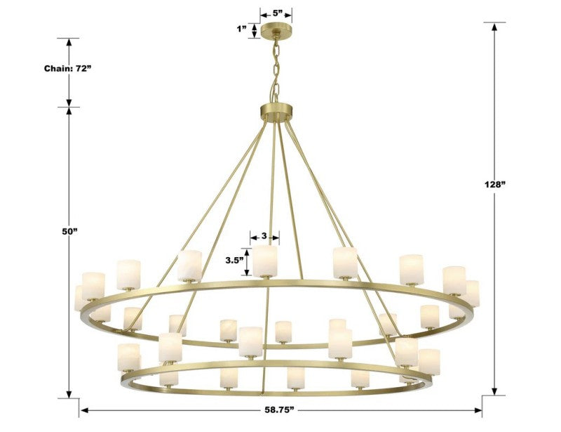 Agron 30 Light Alabaster Chandelier - Luster Gaze