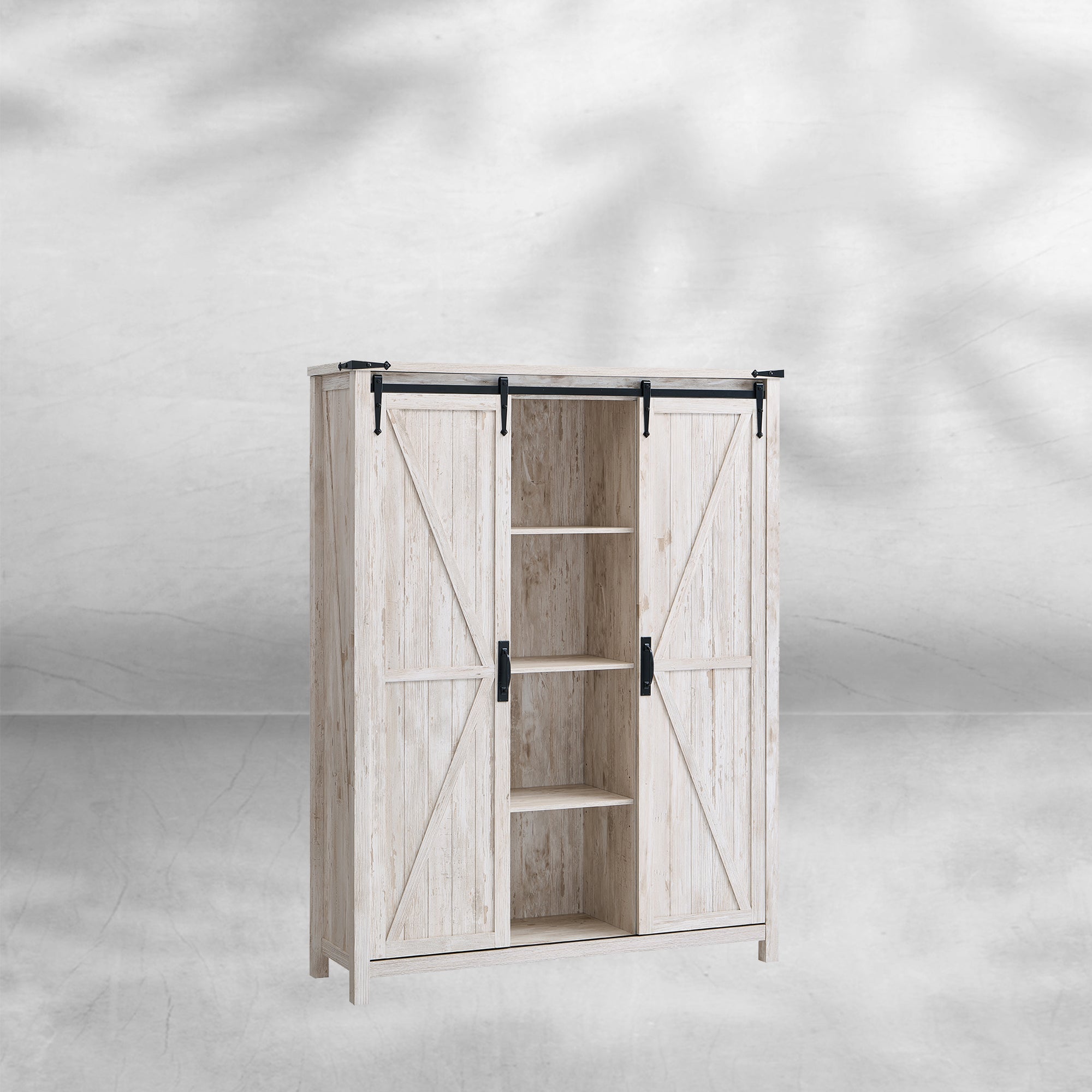 7-Tier Antique White Farmhouse Shoe Storage Cabinet Organizer