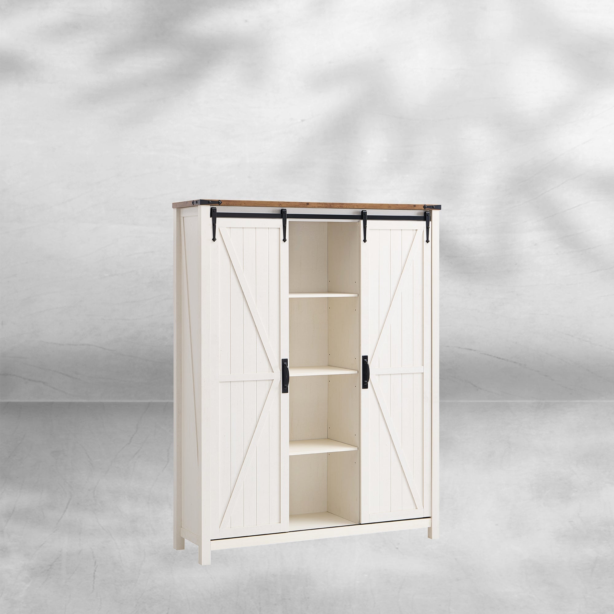 7-Tier Antique White Farmhouse Shoe Storage Cabinet Organizer