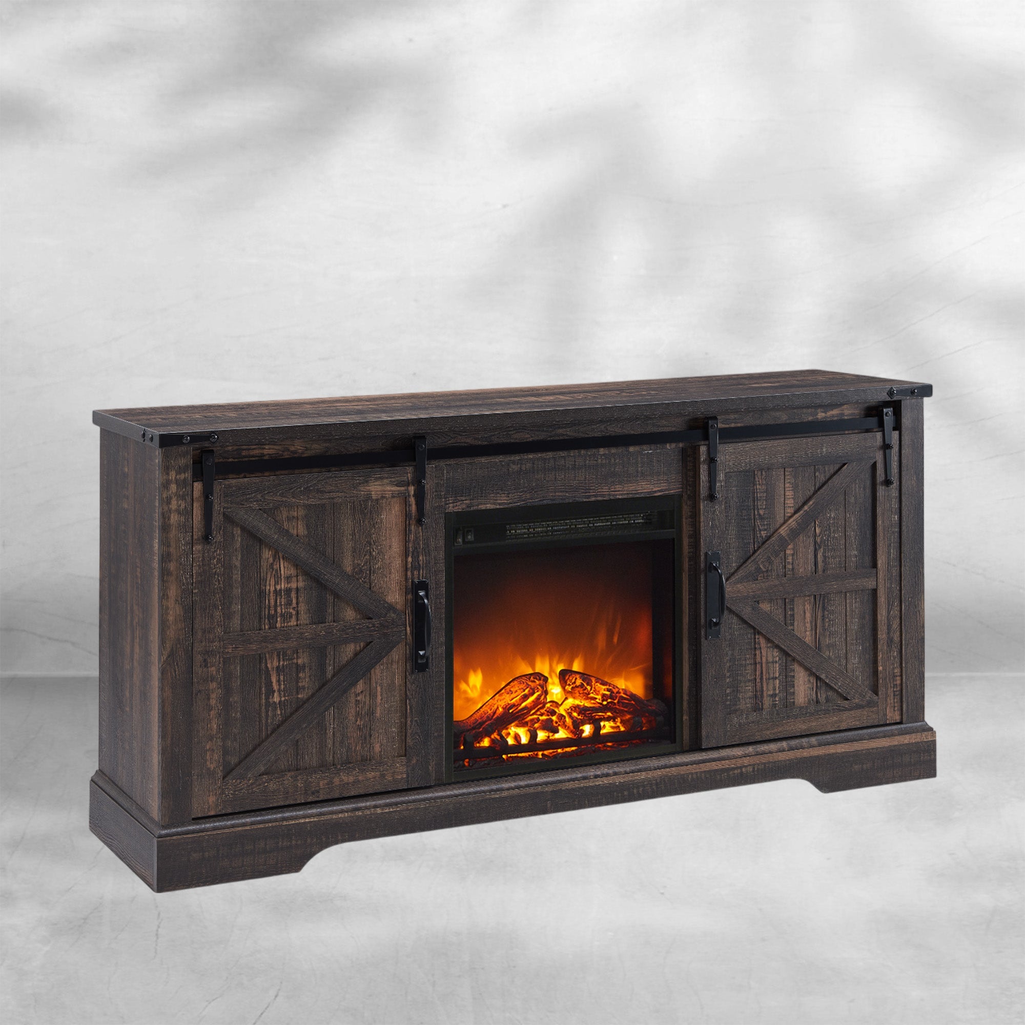 Farmhouse TV Stand with Fireplace for TVs Up To 65 Inch