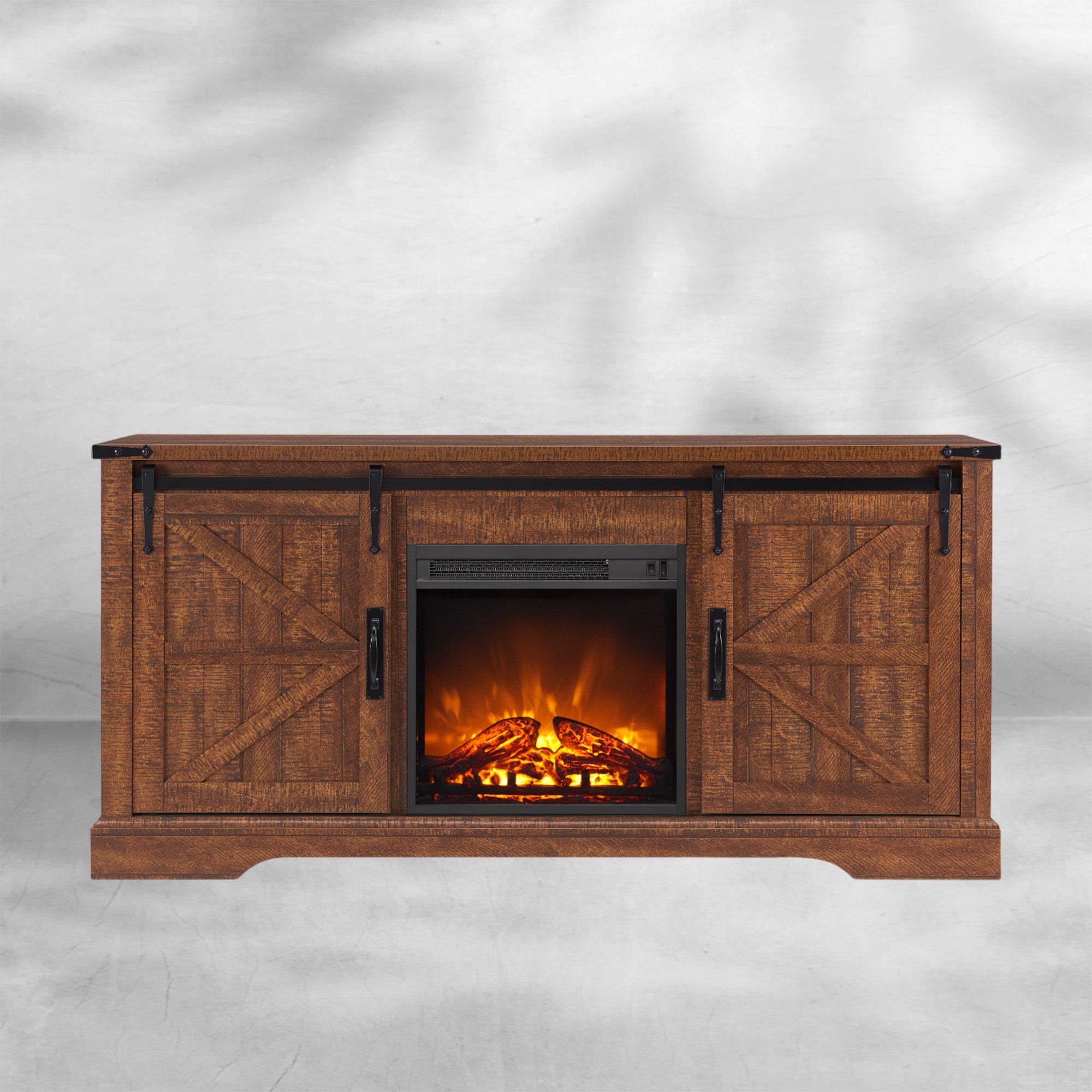 Farmhouse TV Stand with Fireplace for TVs Up To 65 Inch