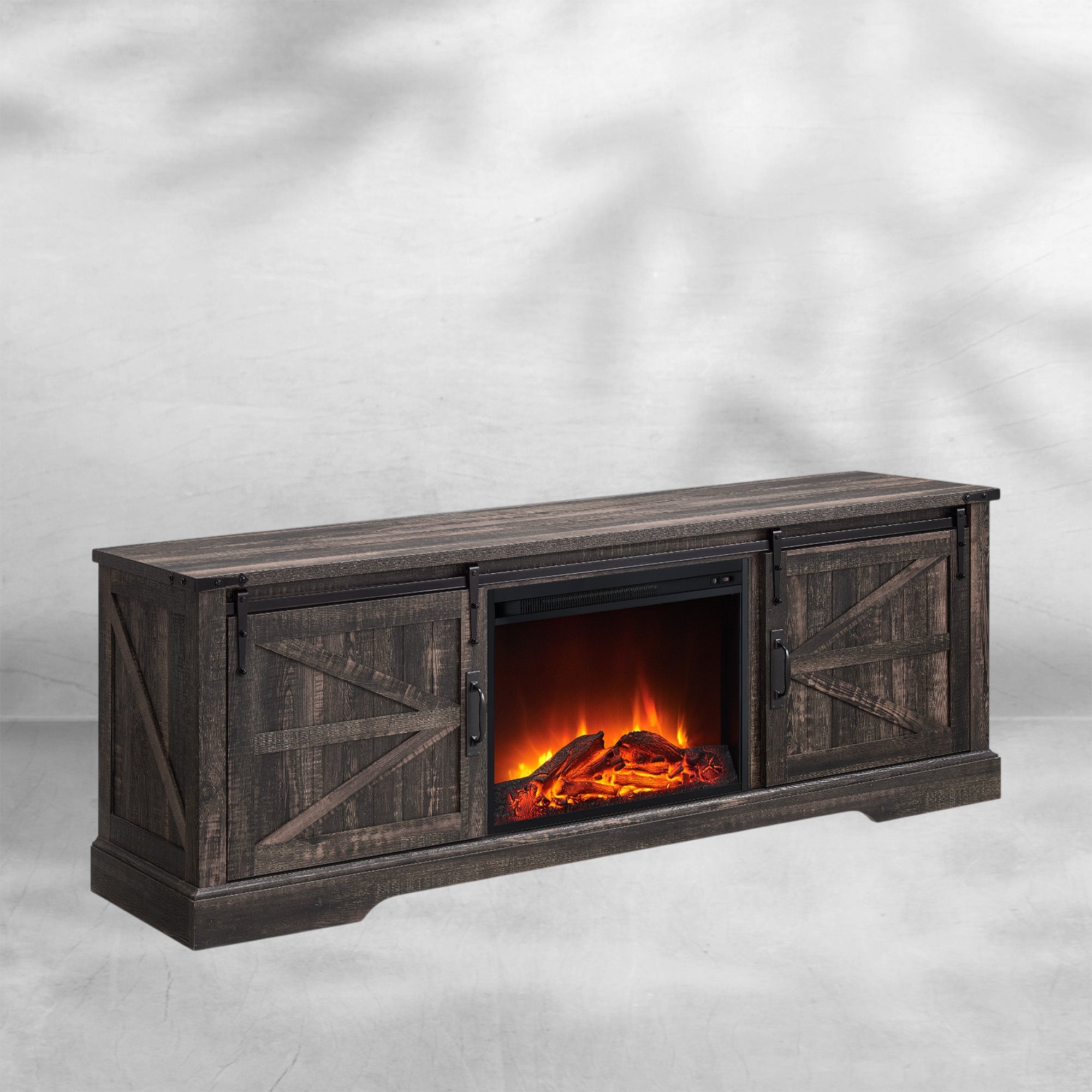 66 Inch Farmhouse Fireplace TV Stand