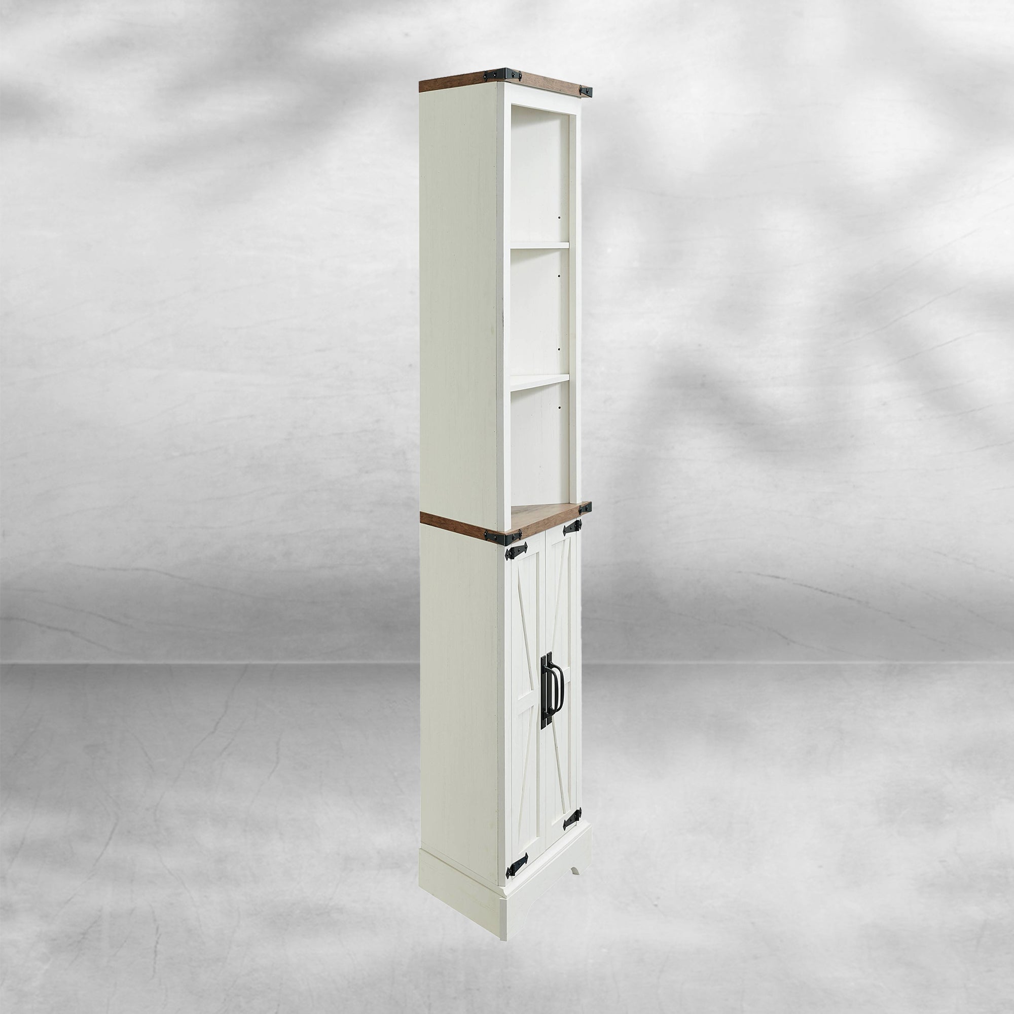 Tall Corner Cabinet Farmhouse Storage Cabinet with Barn Door