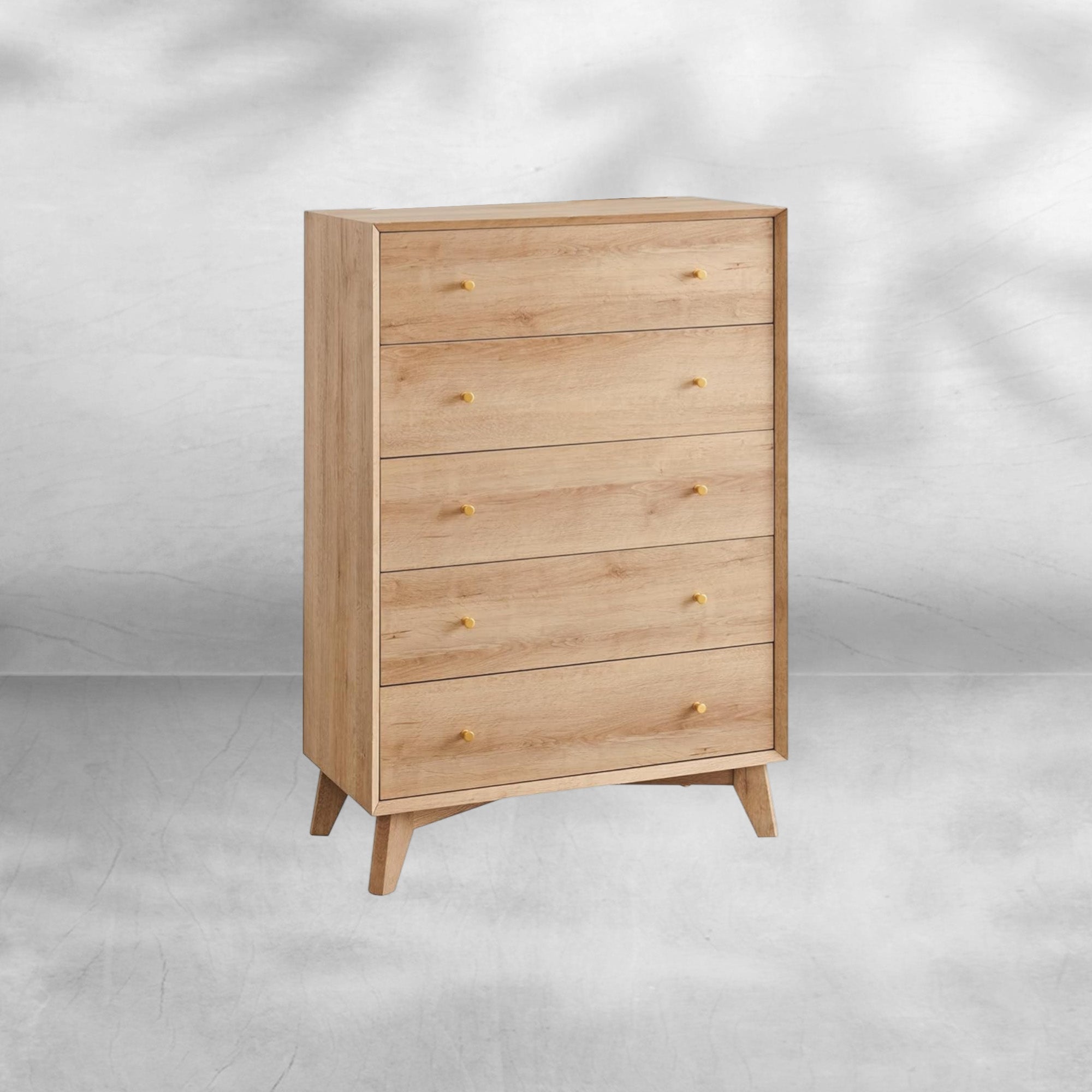 Mid-Century Modern Wood Storage Organizer 5-Drawer Dresser