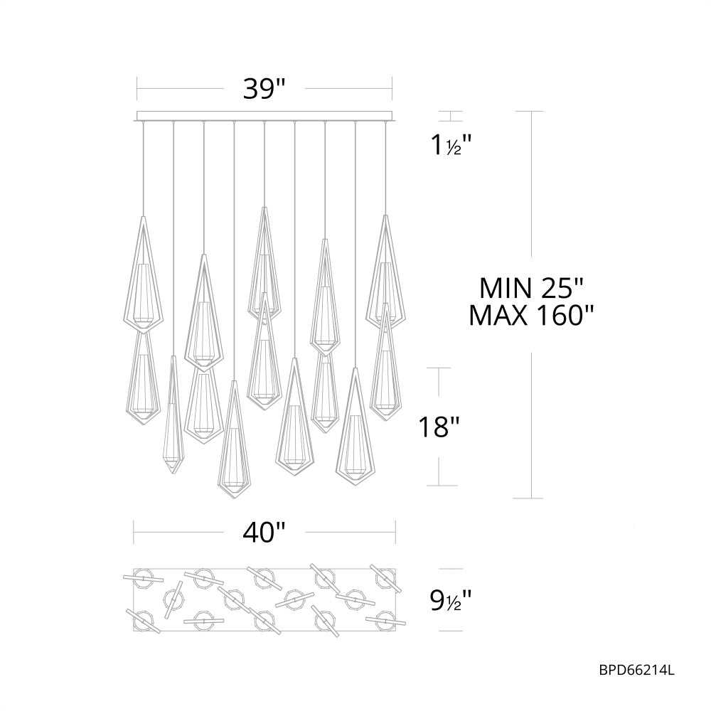 Luster Gaze Radiant Dust Linear Chandelier 14-Light - Background Shot