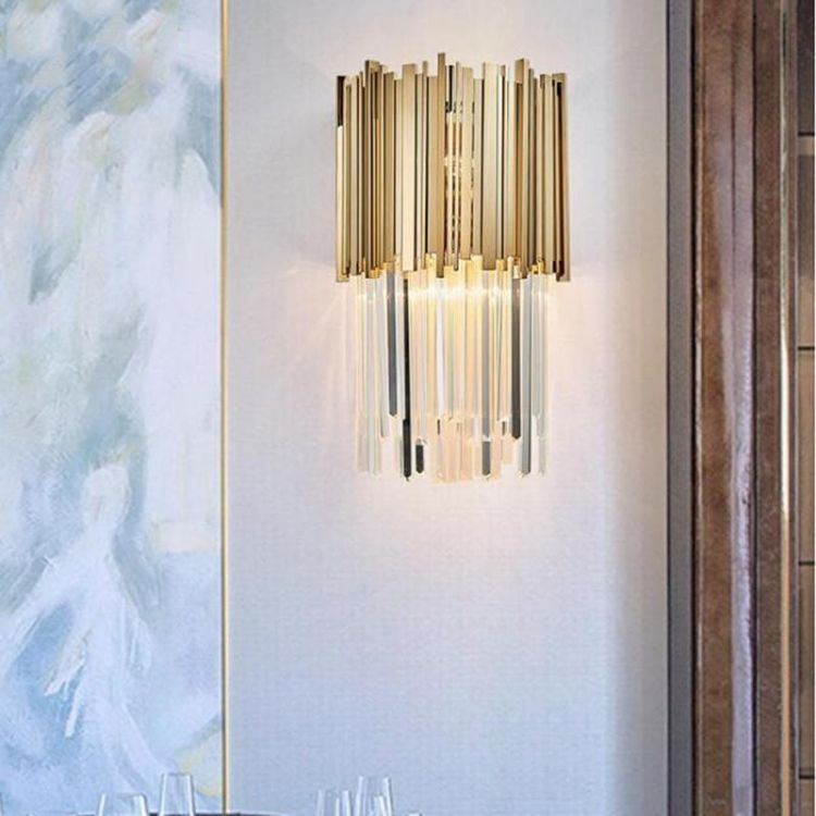 Luster Gaze Gilded Radiance Crystal Wall Sconce - American ballroom or formal entertaining space
