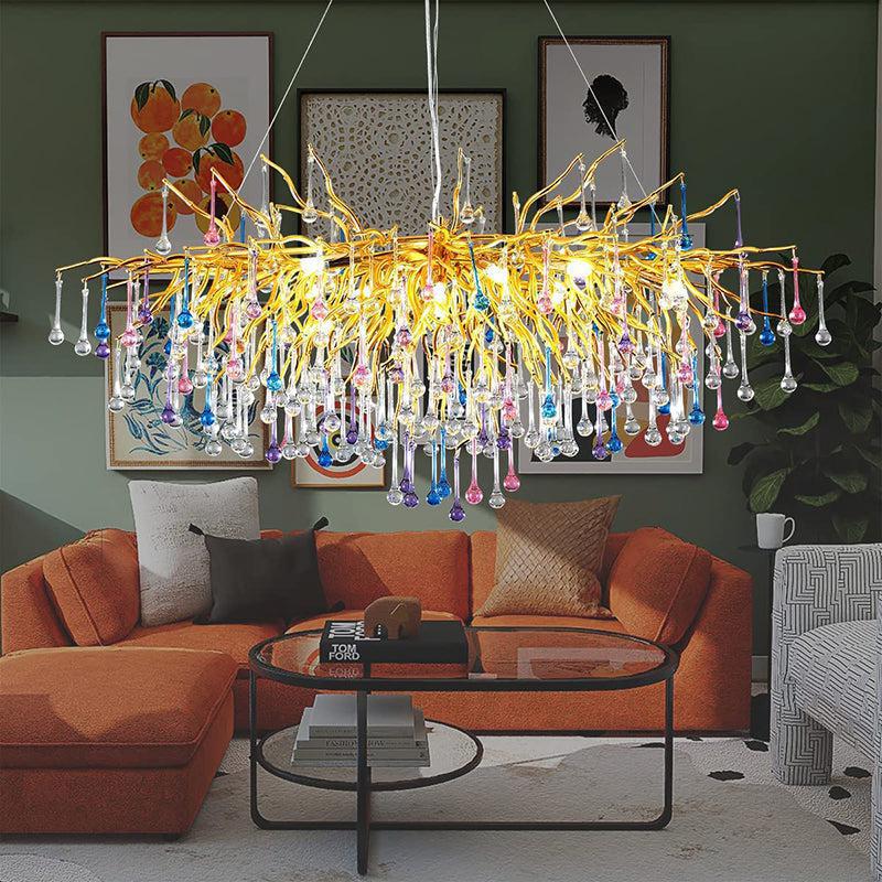 Luster Gaze Verdant Cascade Branch Chandelier 45"L - grand American estate foyer