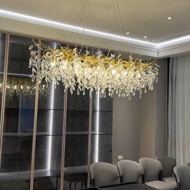 French Branch Elegant Crystal Leaves Chandelier - Luster Gaze