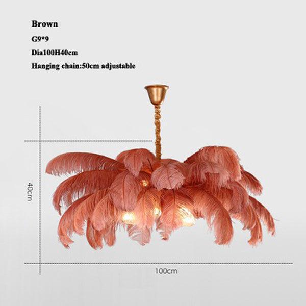 Luster Gaze Veridian Plume Brass Feather Chandelier - Background Shot