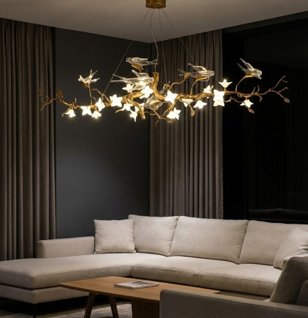 Crissy Branch Brass Bird Branch Linear Chandelier