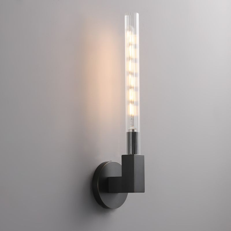 Luster Gaze Prismatic Candlestick Brass Glass Wall Sconce - Background Shot