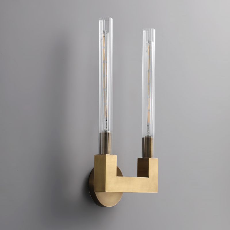 Luster Gaze Prismatic Candlestick Brass Glass Wall Sconce - Background Shot