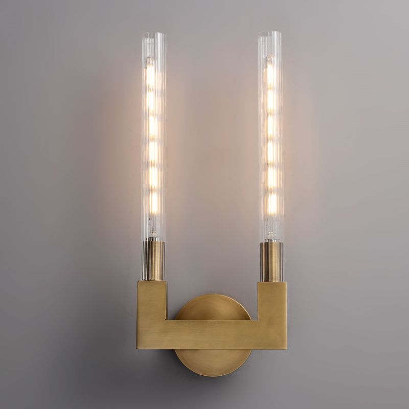 Luster Gaze Prismatic Candlestick Brass Glass Wall Sconce - Background Shot