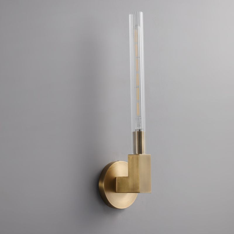 Luster Gaze Prismatic Candlestick Brass Glass Wall Sconce - Background Shot