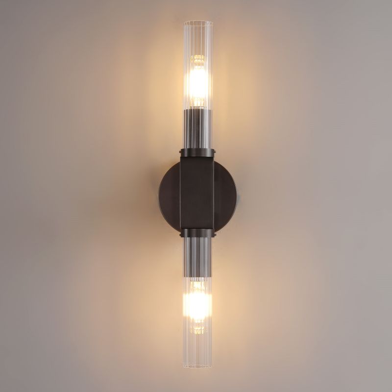 Luster Gaze Prismatic Candlestick Brass Glass Wall Sconce - Background Shot