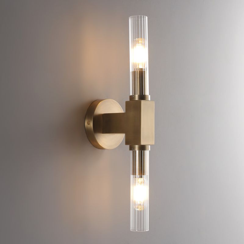 Luster Gaze Prismatic Candlestick Brass Glass Wall Sconce - Background Shot