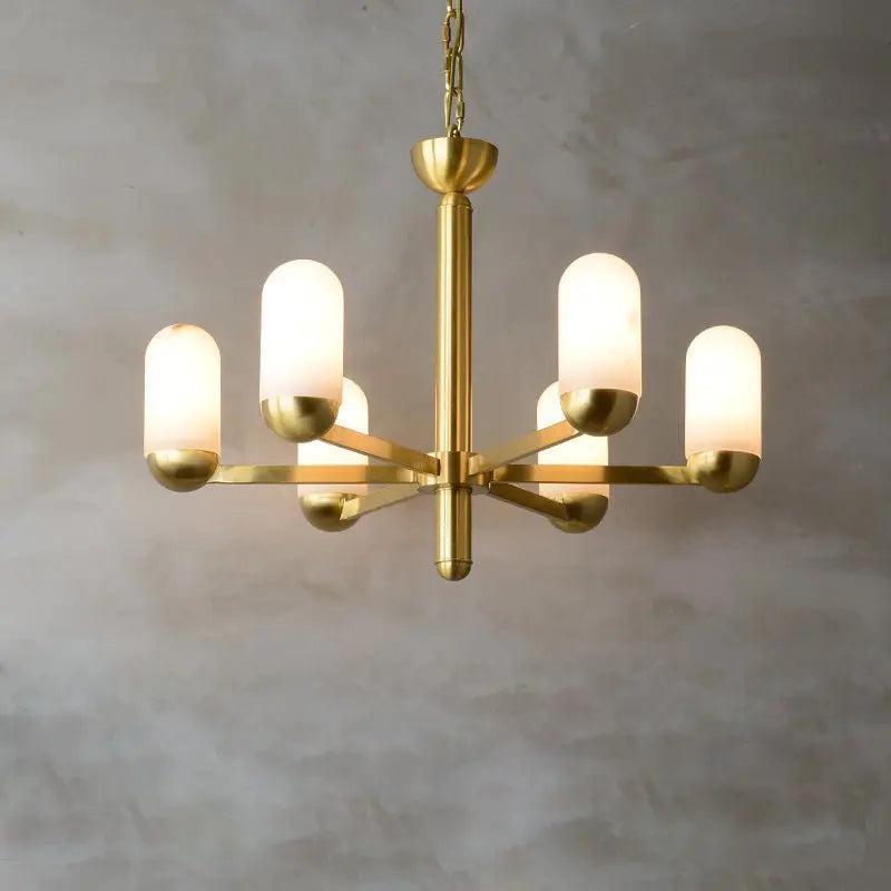 Alabaster Brass Chandelier Living Dining Lighting