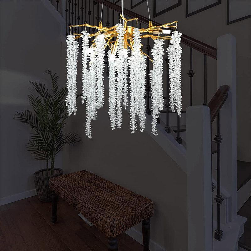 Luster Gaze Gilded Branch Crystal Chandelier - grand American estate foyer