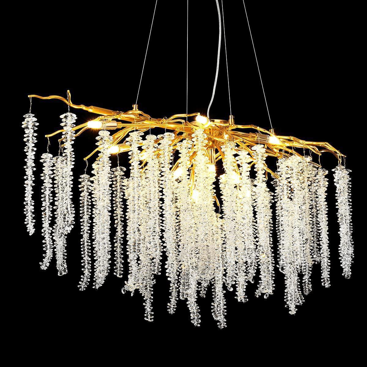 Luster Gaze Verdant Opulence Rectangle Branch Chandelier Gold - Background Shot