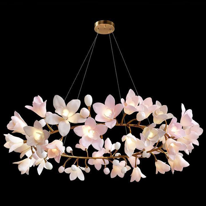 Luster Gaze Verdant Bloom Ceramic Chandelier - Background Shot