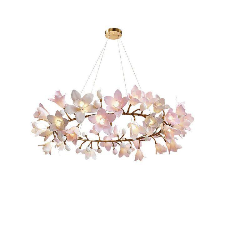 Luster Gaze Verdant Bloom Ceramic Chandelier - Background Shot