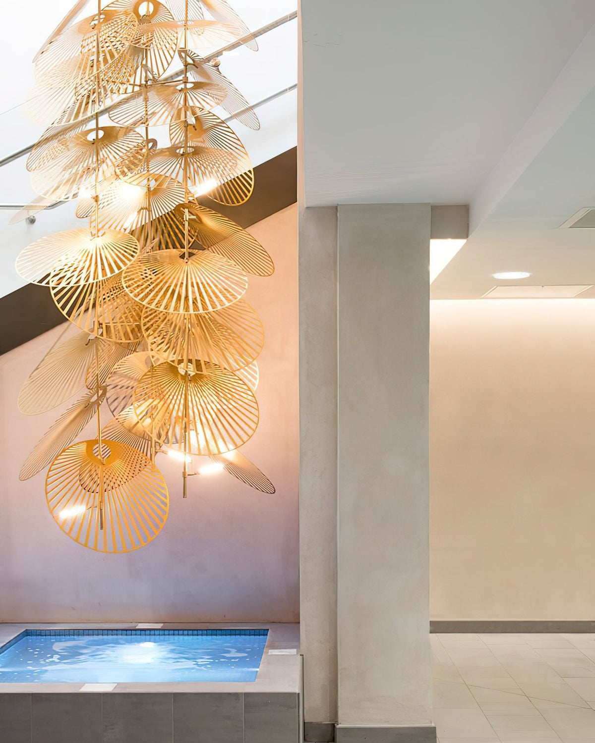 Cattail Leaf Meteor Shower Spiral Chandelier