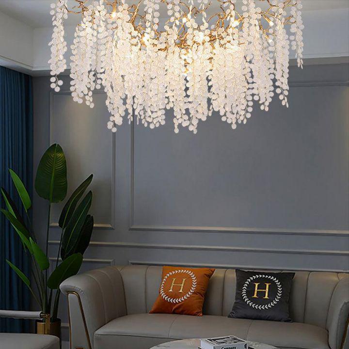 Luster Gaze Veridian Bloom Linear Branch Chandelier - grand American foyer with two-story ceiling