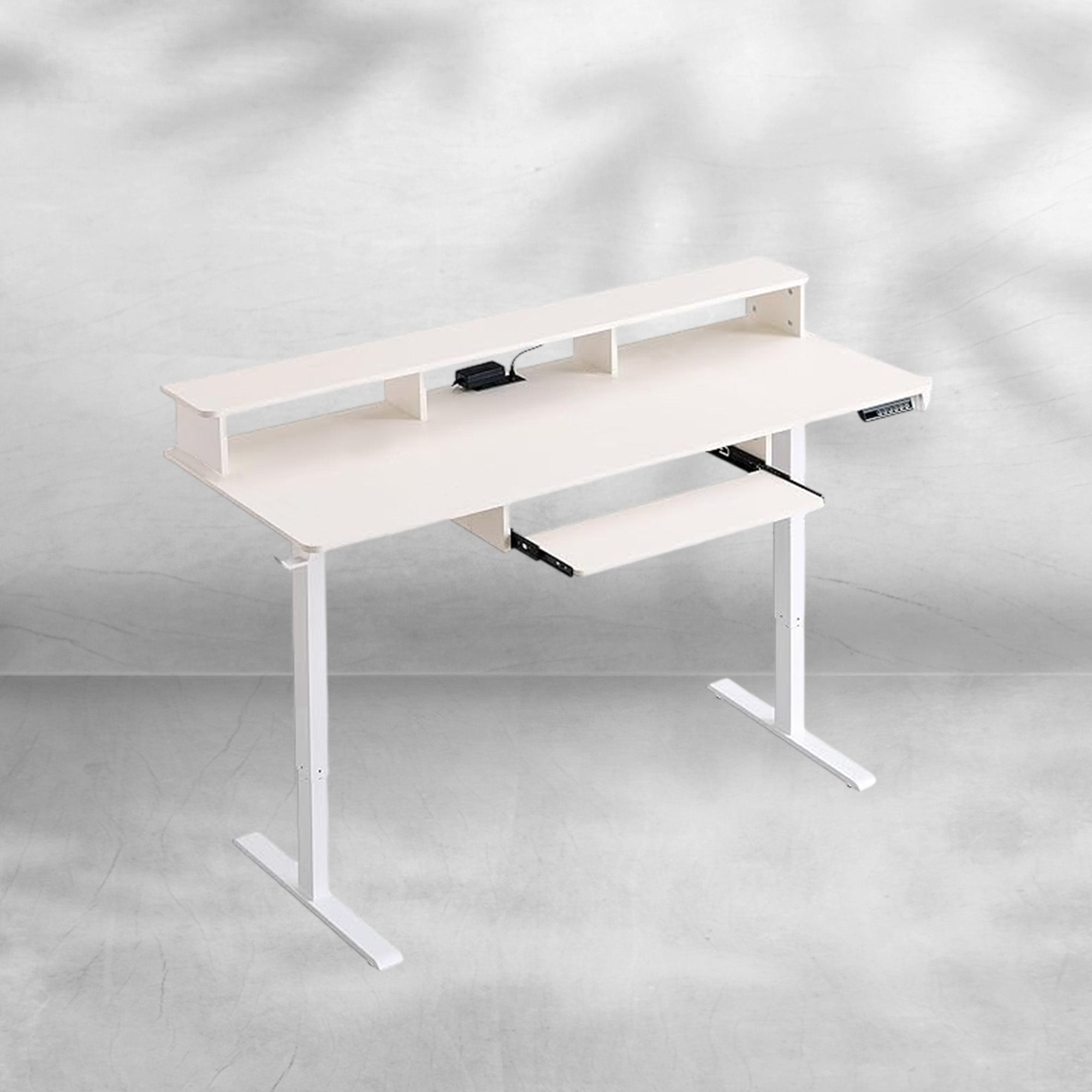 60" Electric Standing Desk with Keyboard Tray and Monitor Shelf