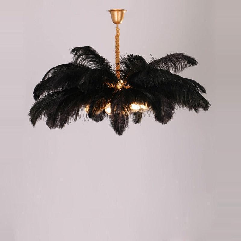 Luster Gaze Veridian Plume Brass Feather Chandelier - Background Shot