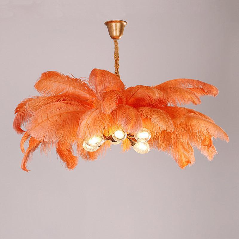 Luster Gaze Veridian Plume Brass Feather Chandelier - Background Shot