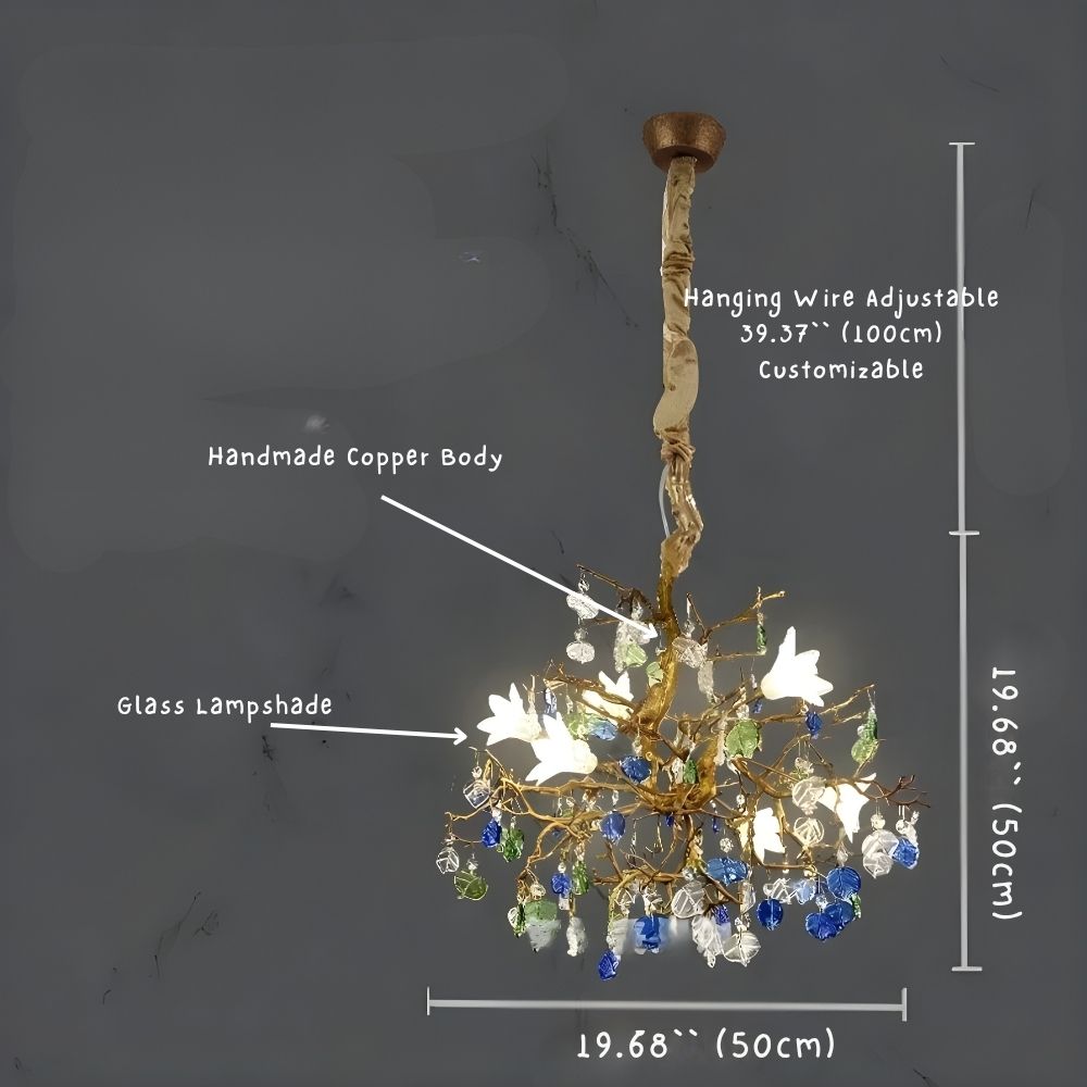 Flaviar Crystal Flower Branch Chandelier