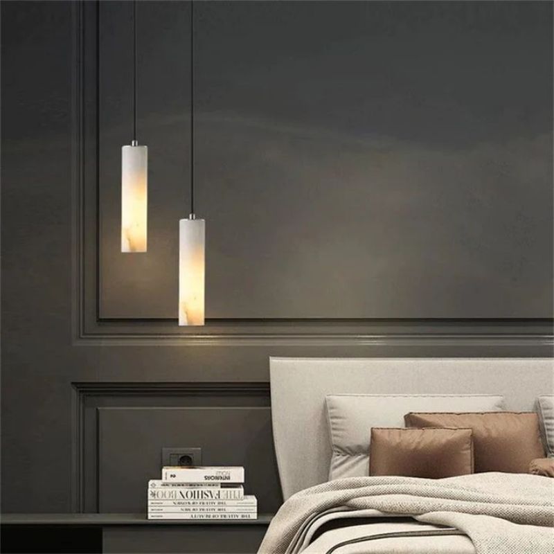 Alabaster Modern Cylindrical Round Chandelier 79"H
